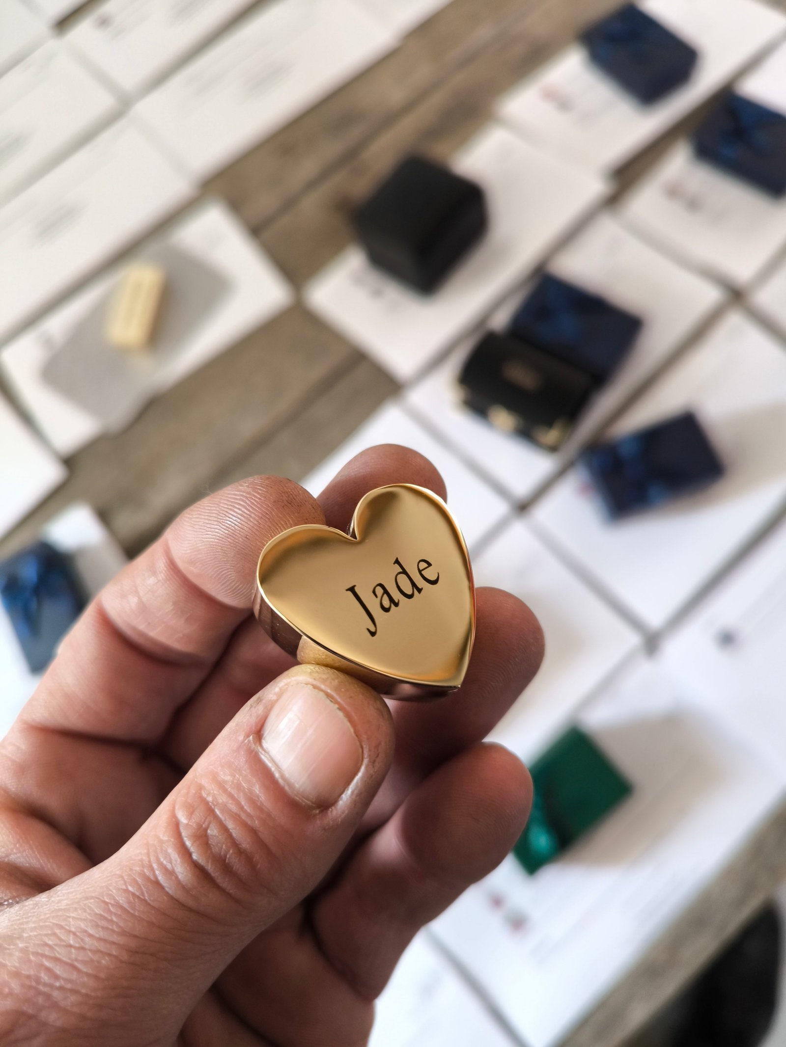 Cœur en or nordique personnalisé au laser