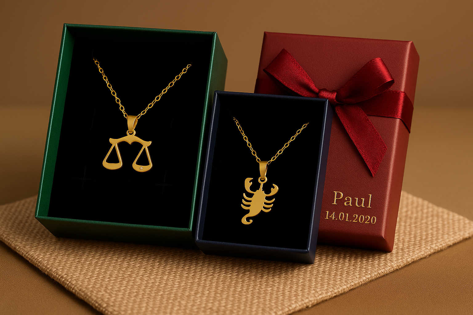 Les pendentifs signe astrologique avec écrin personnalisé